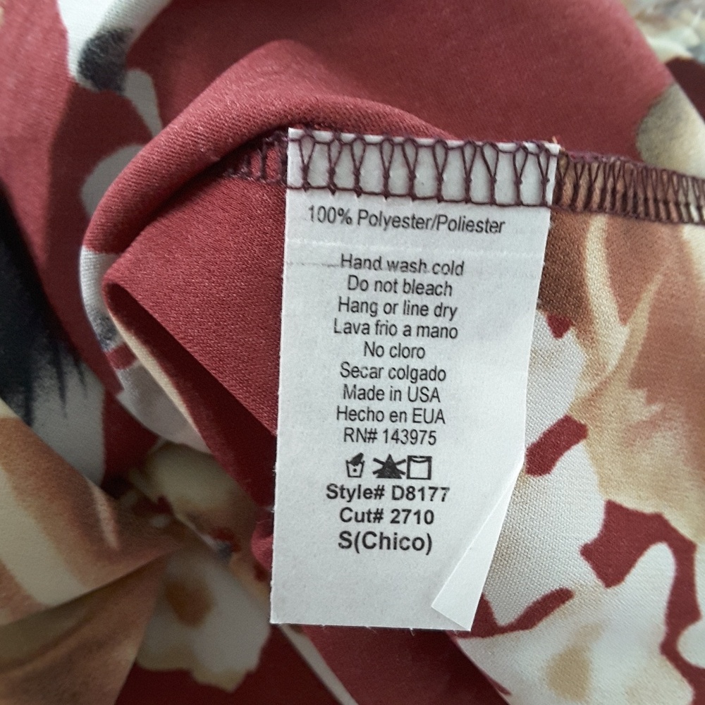 LAST 1! Fall floral burgundy long sleeve dress - Picture 4 of 4